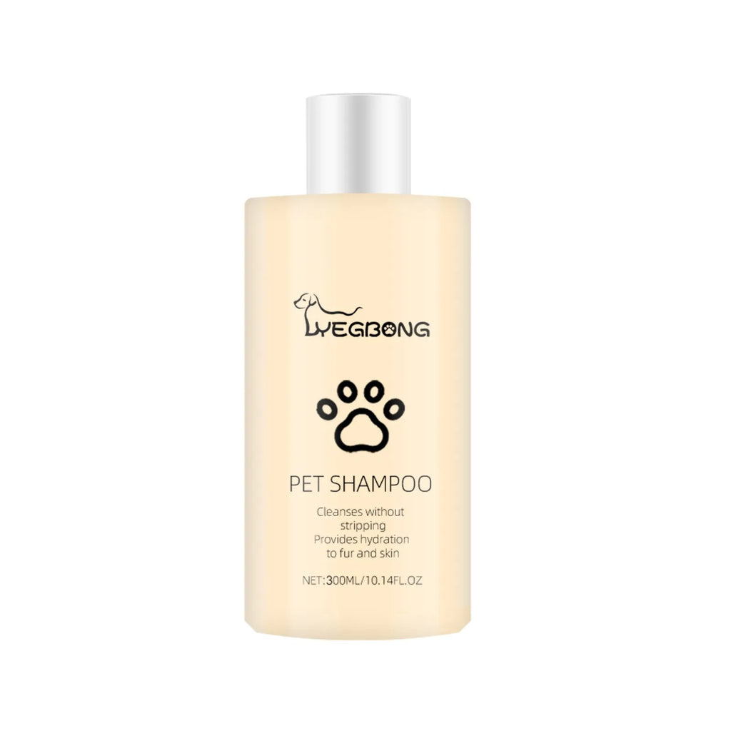 Bottle of mild pet shampoo for dogs and cats in 100ml or 300ml size.