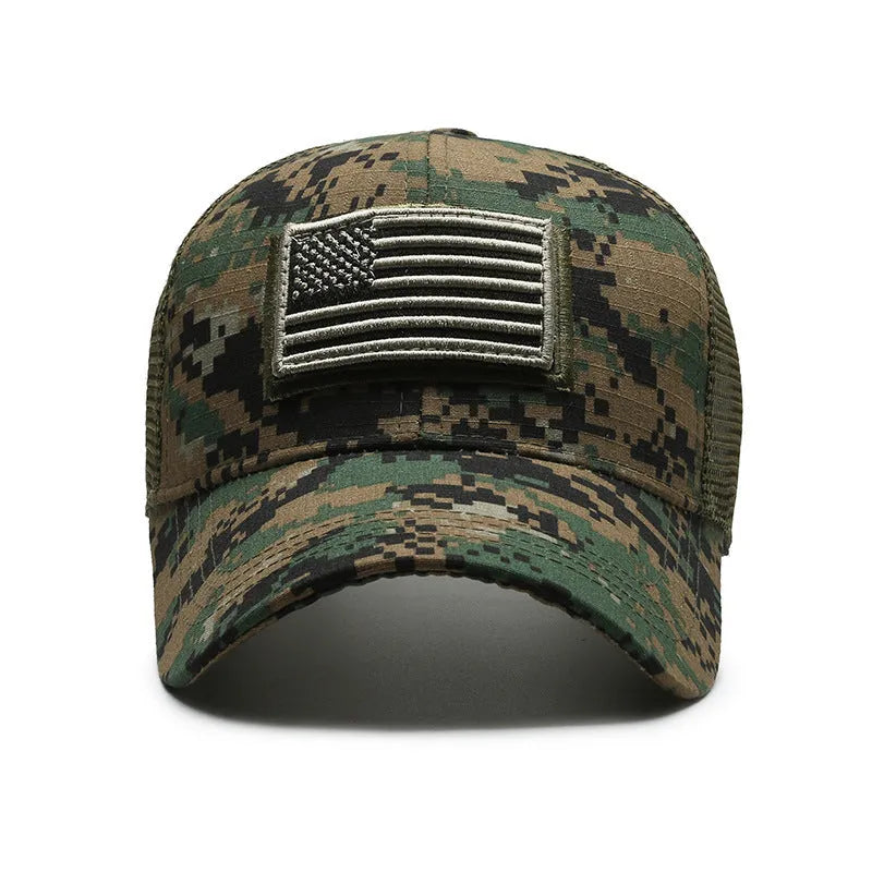 Tear mark Velcro tactical camouflage baseball cap with adjustable back and dome crown