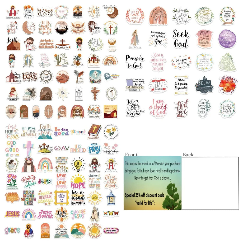 Set of 50 random design printed graffiti stickers on a sheet