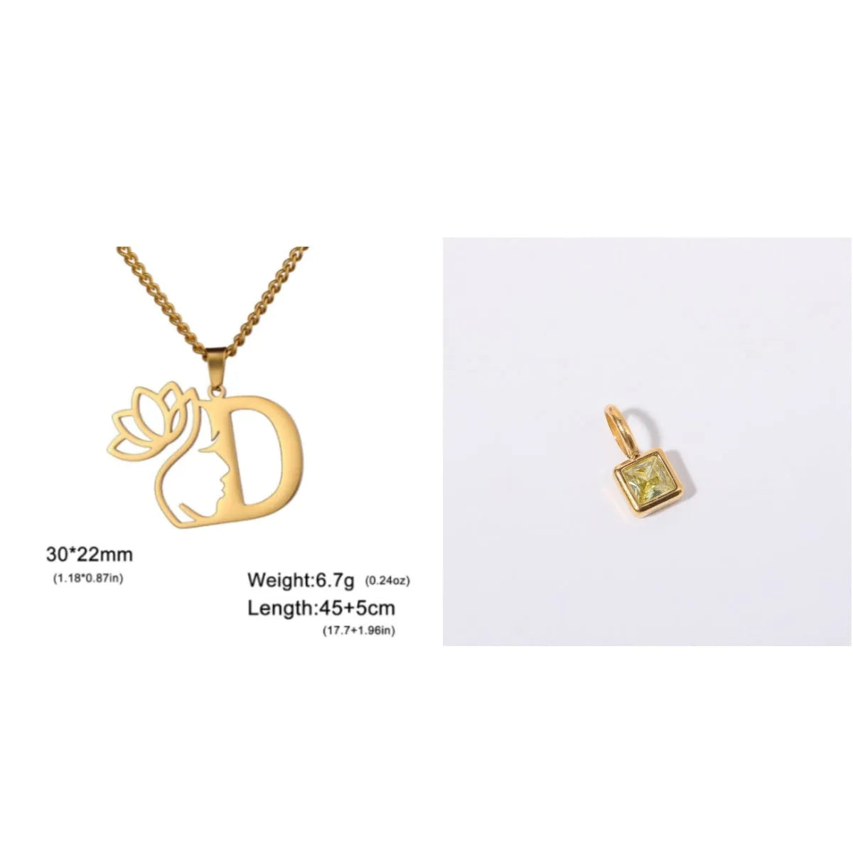 Stainless steel cross chain necklace with pendant in gold or steel colour