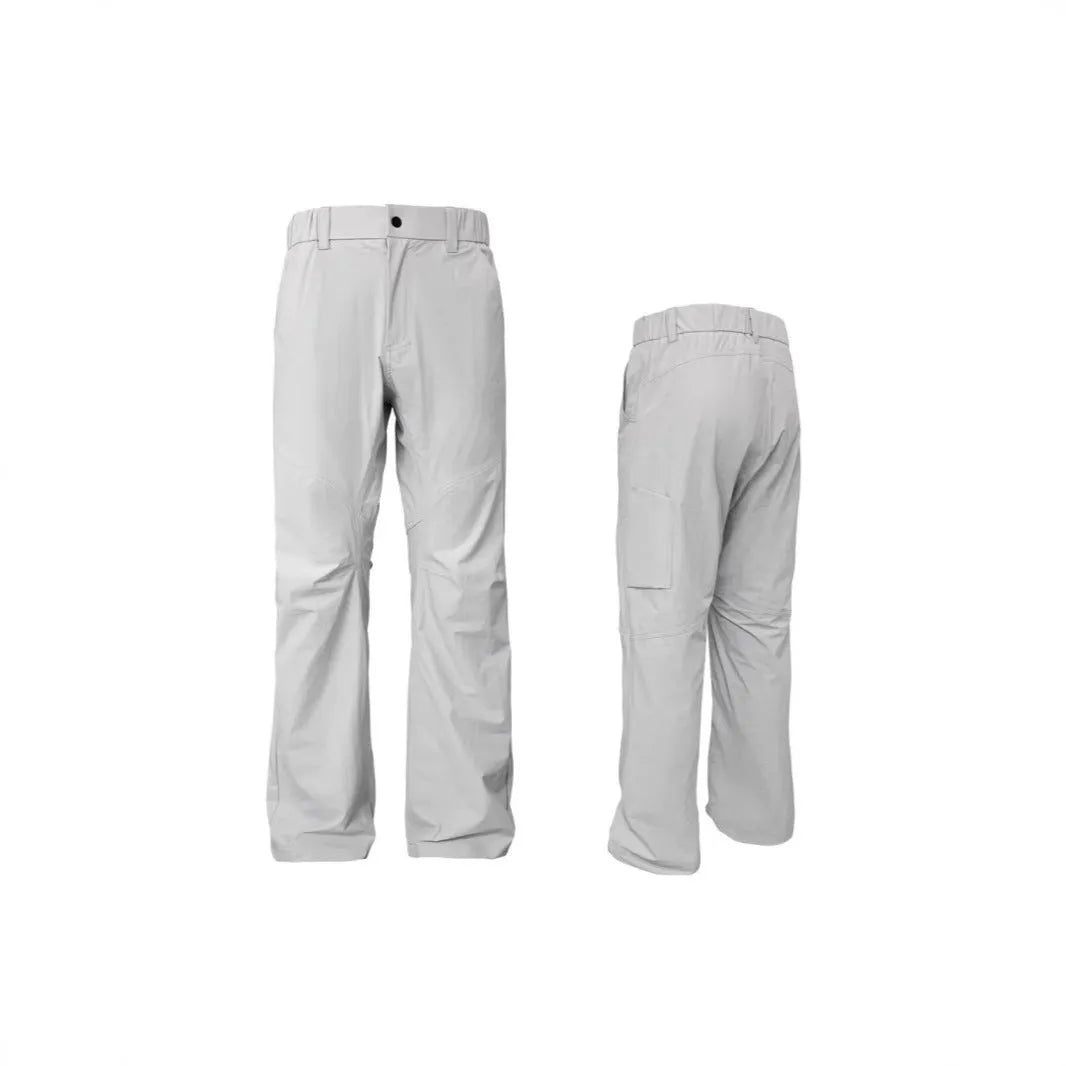 Men's Army Green casual trousers with 3D three-dimensional cutting and a deconstructing design detail on the leg.
