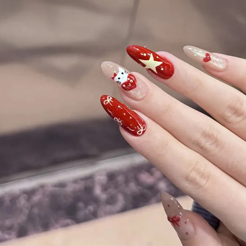 Assorted fake nail sets for girls in various colours and patterns.