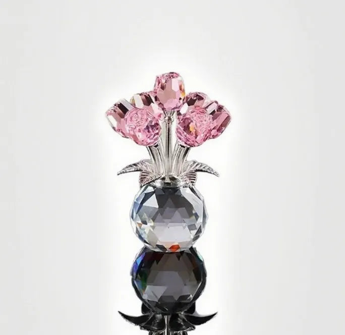 K9 crystal rose decorative ornament with wire drawing texture in Chinese-style geometric design