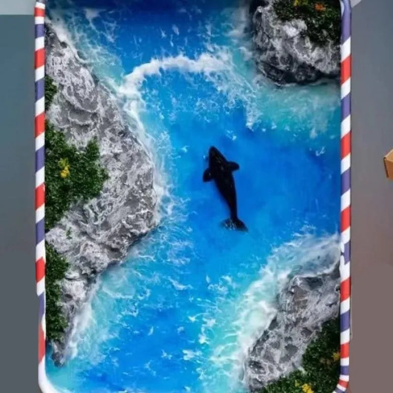 DIY bamboo marine landscape handmade model ornament with whale and island theme options