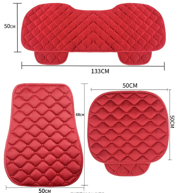 Ringer-style cotton plush car seat cushion in burgundy, black, coffee, grey, purple, or warm rice colour.