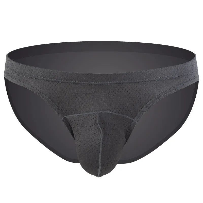 Men's transparent loose fit nylon underwear in black, blue, gray, sky blue, and white colours