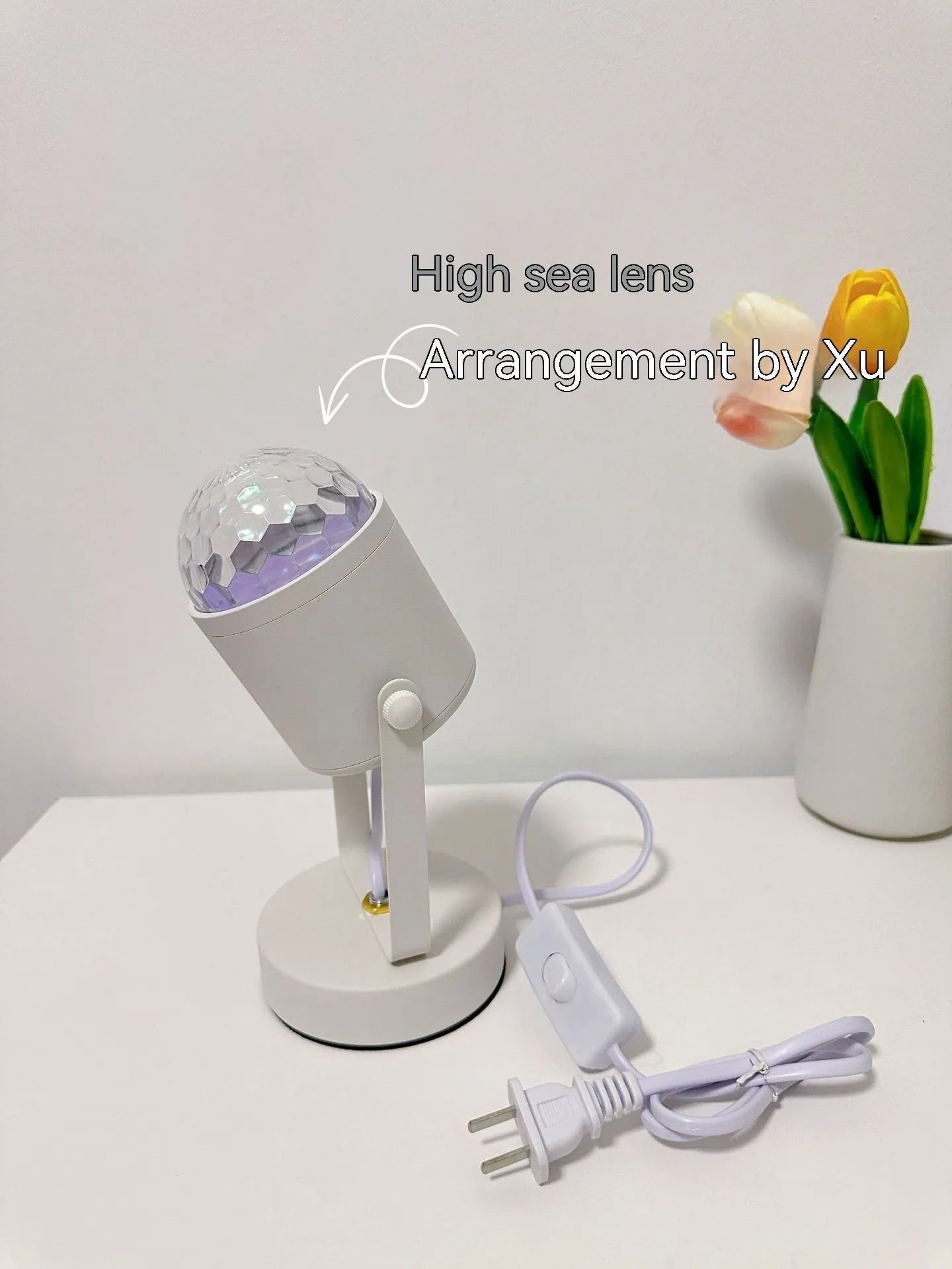 Dynamic water ripple ambience table lamp with metal holder in ceiling or desktop style