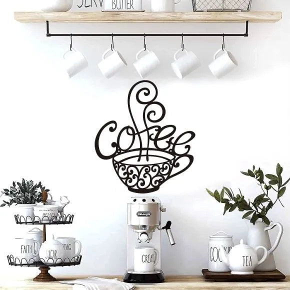 Black wrought iron English letters silhouette wall decoration 26x28cm