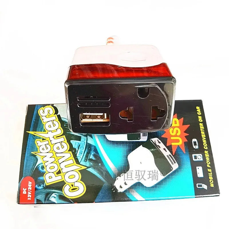 Car charger transformer converting cigarette lighter to USB output for mobile phone charging