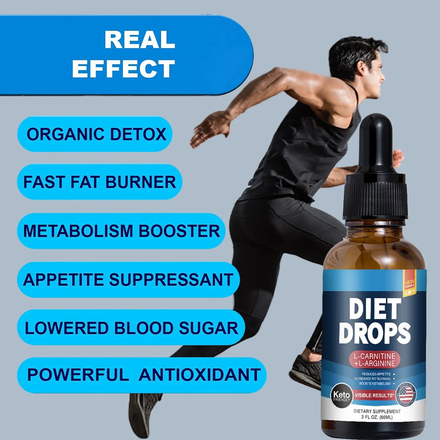 60ml ketone drops supplement bottle with dropper for ketogenic diet support