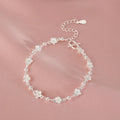 Silver copper bracelet with flower design for women, fresh style, SL-489