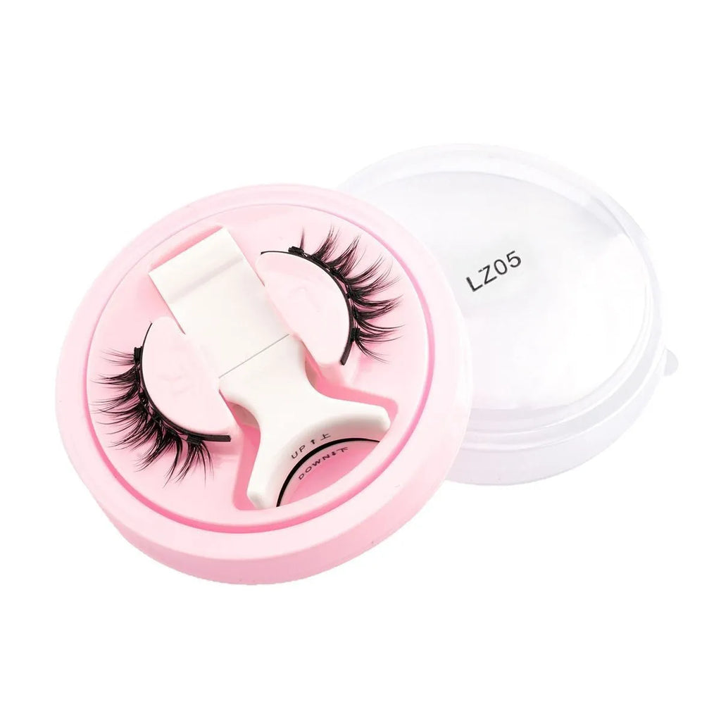 Reusable waterproof glue-free false eyelashes set in natural thick style with artificial fibre material