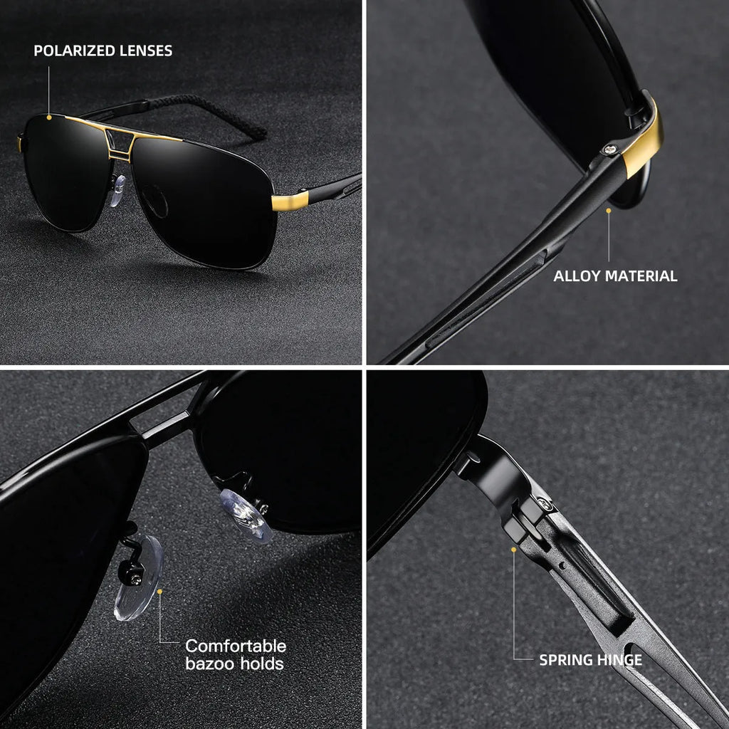 Men's orange red polarised aviator sunglasses with metal frame and TAC HD lenses
