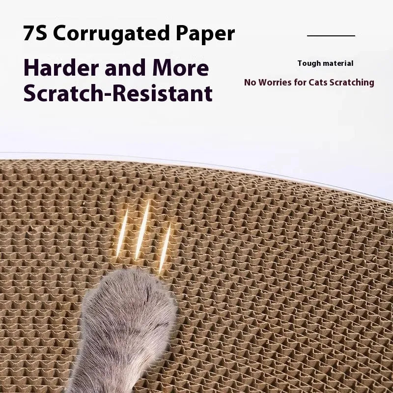 White transparent cat scratch board and nest tunnel measuring 58cm by 45cm by 23cm