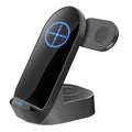 Black grey foldable 3-in-1 wireless charger stand for iPhone Apple Watch AirPods