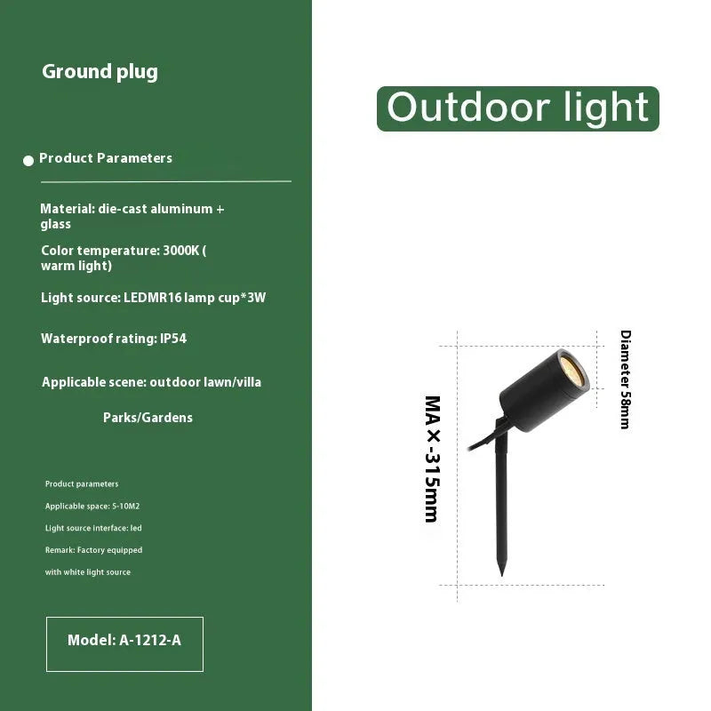 Aluminium outdoor ground lamp with IP65 waterproof rating for garden lighting