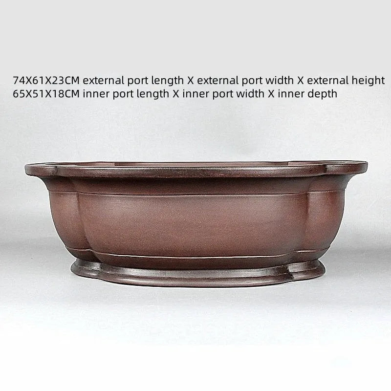 Handmade Chinese style crabapple shaped purple clay flowerpot measuring 74cm long
