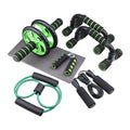 Push-up bracket fitness equipment with abdominal wheels in red, green, black, and blue colour options