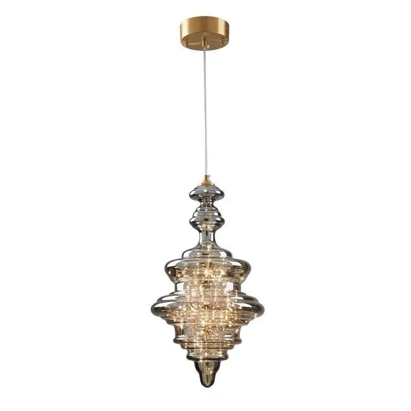 Modern simple style glass chandelier ceiling lamp with adjustable cord and remote control.