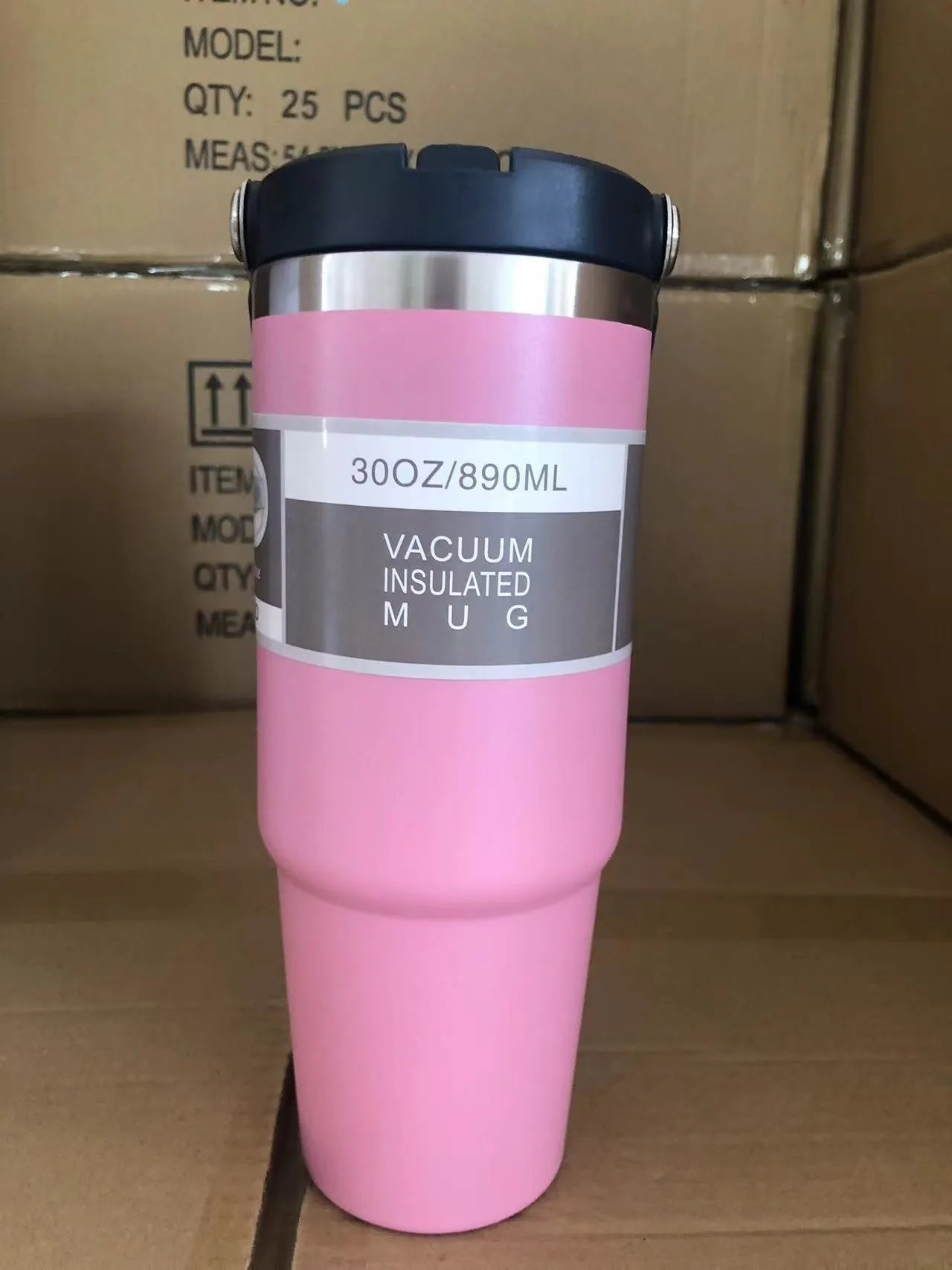30oz insulated stainless steel travel tumbler with powder-coated finish and splash-proof sliding lid