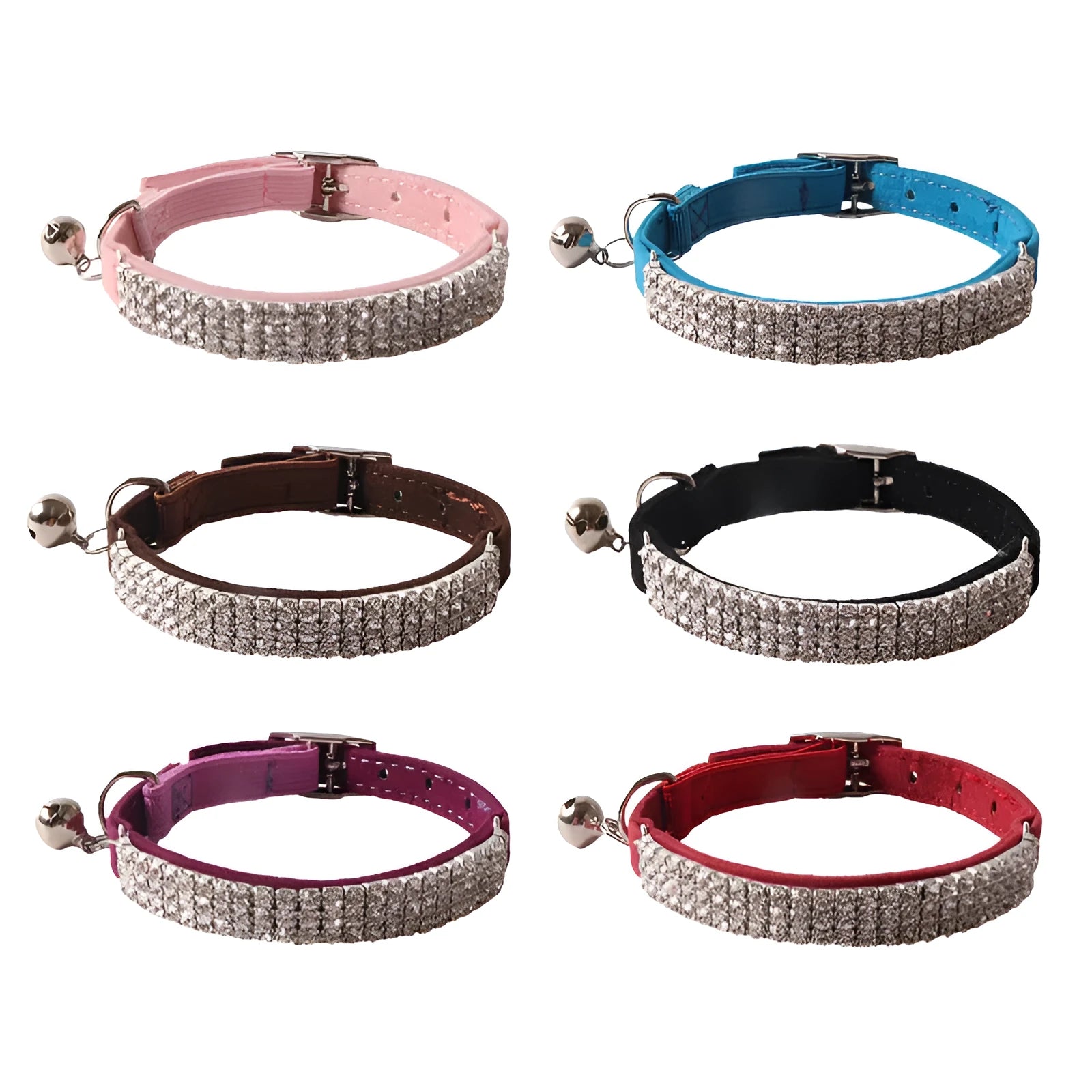 Flannel elastic cat collar with buckle fastening in six colour options showing gang drill detail