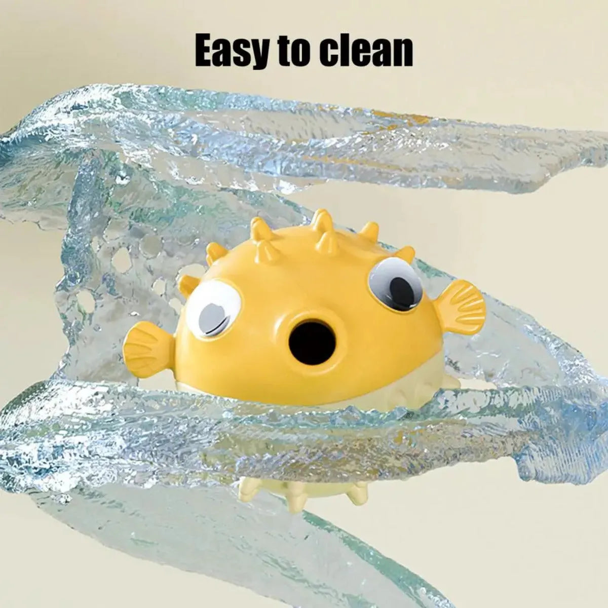 Yellow fish-shaped dog chew toy with textured surface for teeth cleaning