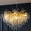 Postmodern light luxury water drop crystal chandelier with aluminium frame, adjustable height 0.5m, diameter 600mm