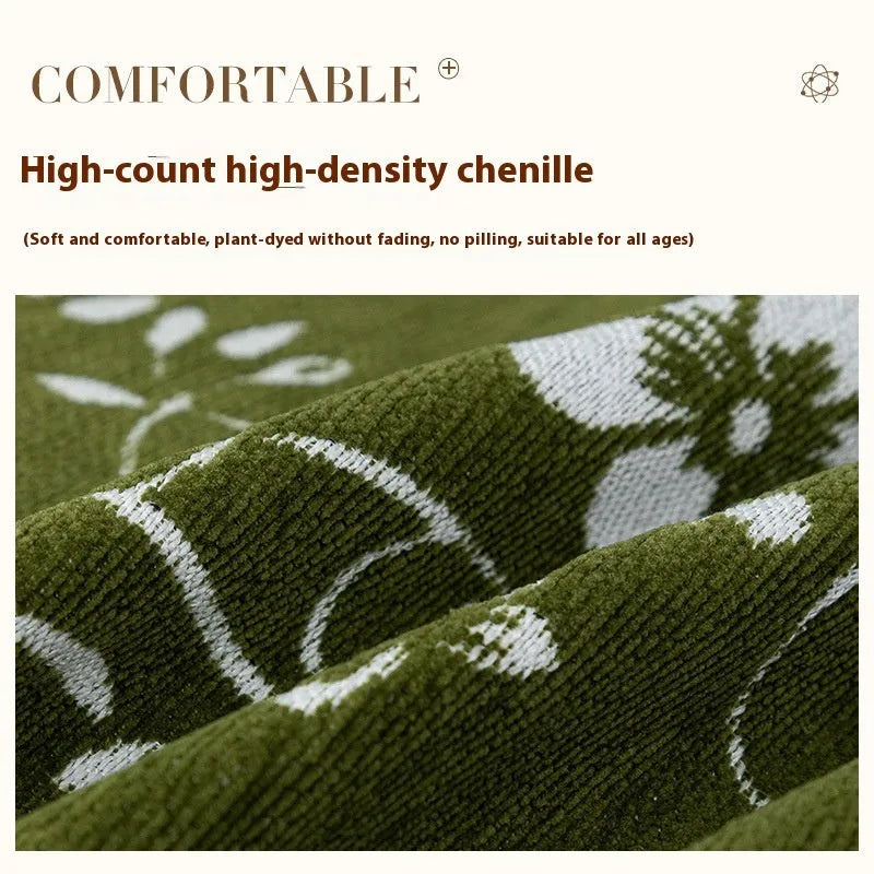 Embroidered magnolia chenille sofa cover in Garland black, simple style, 180X130cm size