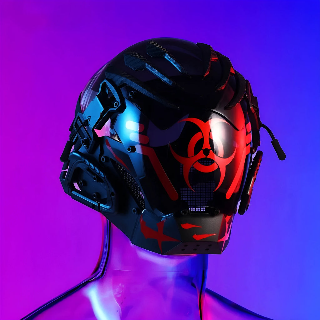 Black full face prop mask helmet for cyberpunk and Halloween costumes