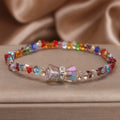 Summer colourful crystal bow bracelet for women, handcrafted ethnic style, available in colour and red options