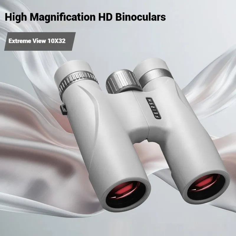 Grey or blue 10x32 binoculars with wine red film imaging and compact 112mm size