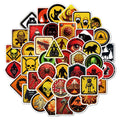 Waterproof warning stickers for helmets with safety slogans, approximately 6-8cm size