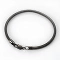 Stainless steel snake chain bracelet in silver tone, geometric line design with electroplated finish
