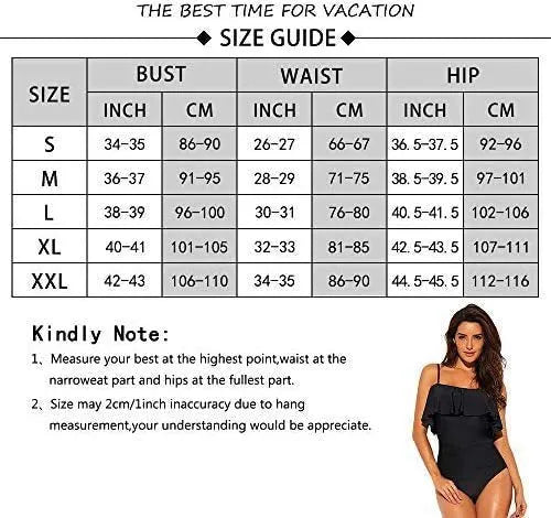 Black one-piece swimsuit with cut-out detail and ruffled straps on a mannequin.