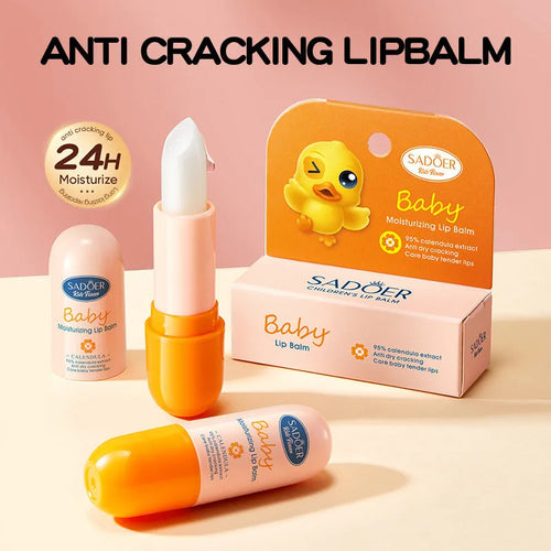 Anti-chapped moisturising lipstick stick in variant options including marigold, avocado, and cherry blossom.