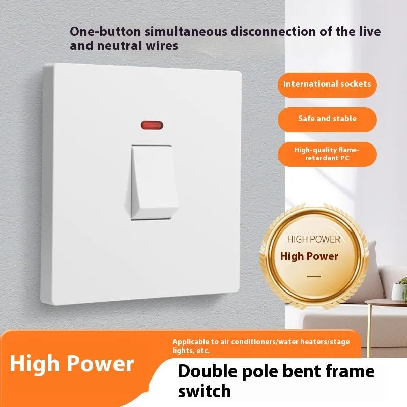 High-current plastic switch panel for curved rack power distribution systems