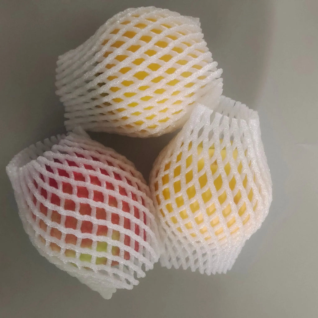 White foam fruit protective net cover showing shockproof design for produce protection