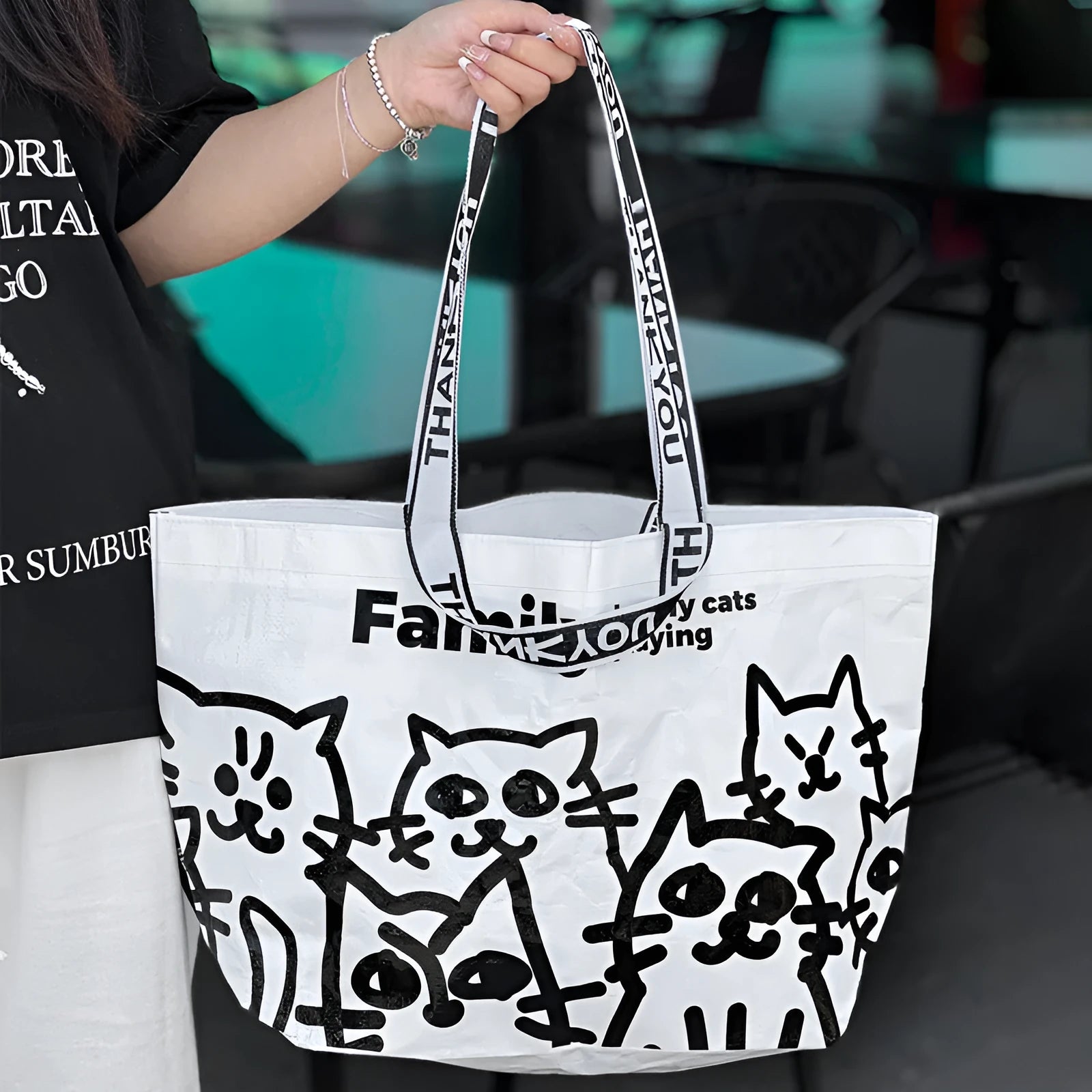 Waterproof woven handbag with colour printing and snakeskin bag design styling