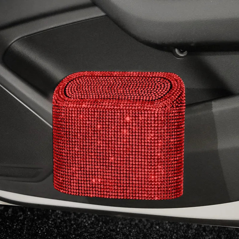 Coloured diamond car trash can plastic plug-in 16x14x6.4cm with studded pattern
