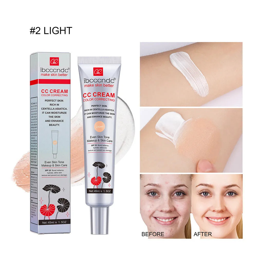 Erborian CC Cream tube in dark and light shade options for colour correcting makeup.