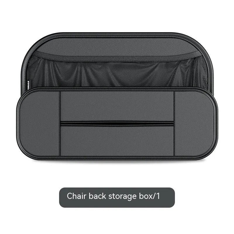 Black leather car seat back storage bag shown with dimensions 36cm wide by 24cm tall.