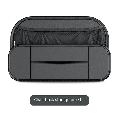 Black leather car seat back storage bag shown with dimensions 36cm wide by 24cm tall.