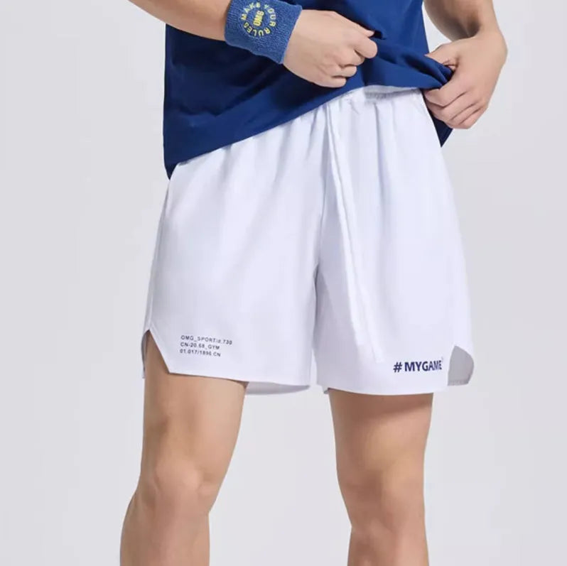 Men's training shorts in polyester spandex blend available in four colours