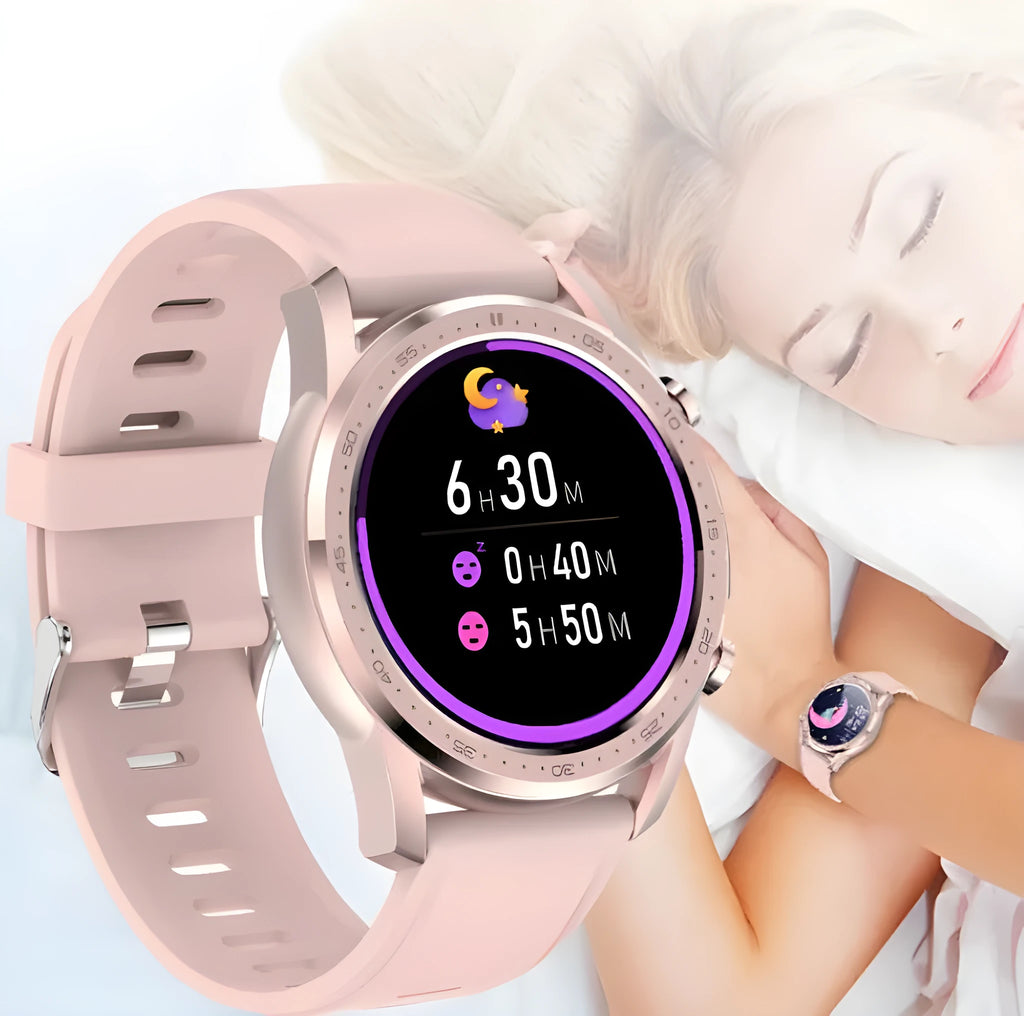 Youth2 Body Temperature Smart Bracelet in black with 1.3 inch screen on wrist.
