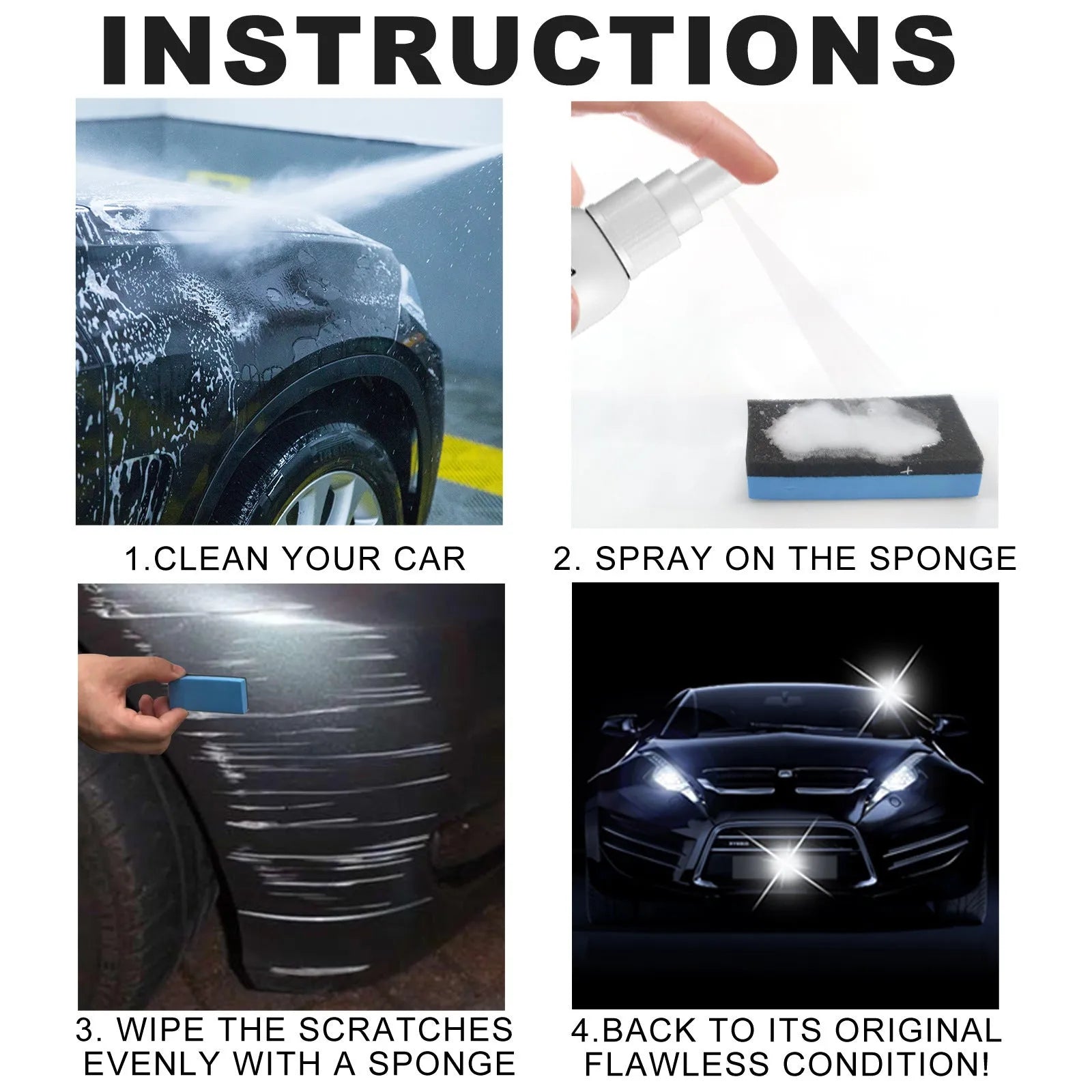 Car paint scratch repair spray in spray bottle for surface scratch removal