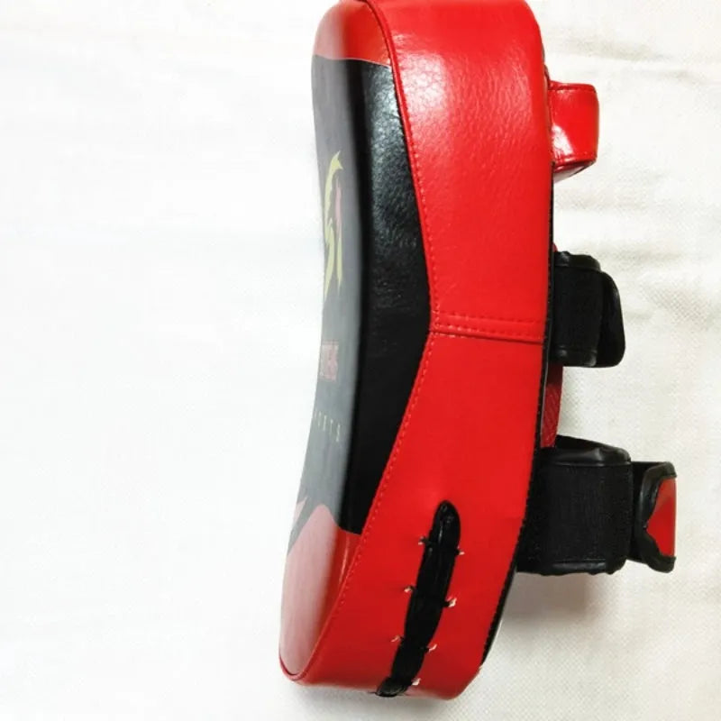 Black and red square PU leather boxing hand target pad with a double buckle