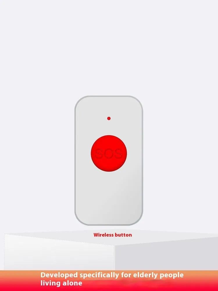 White emergency alert system with buzzer and three wireless panic buttons for elderly safety