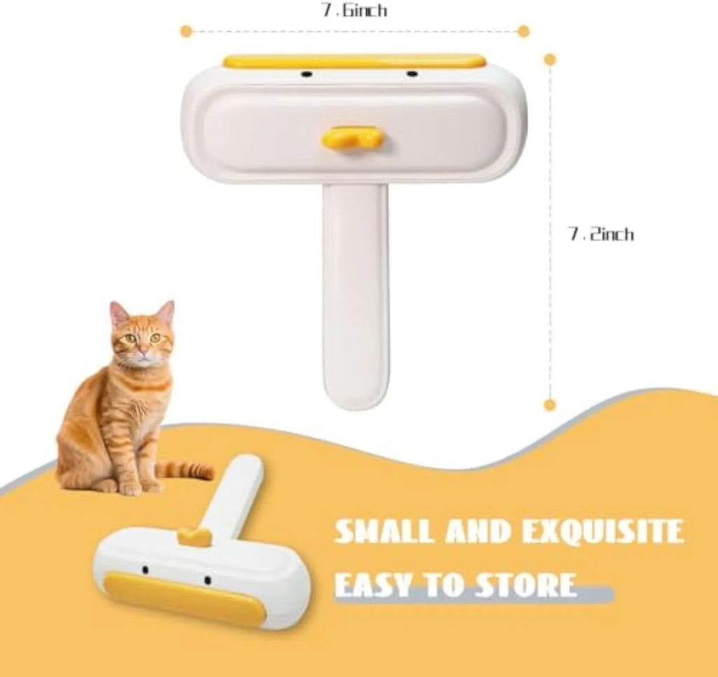 White portable pet hair remover tool with yellow duck design for reusable pet hair removal