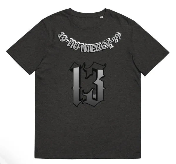 Man wearing a black men's T-shirt with a 3D digital printed design on the front.