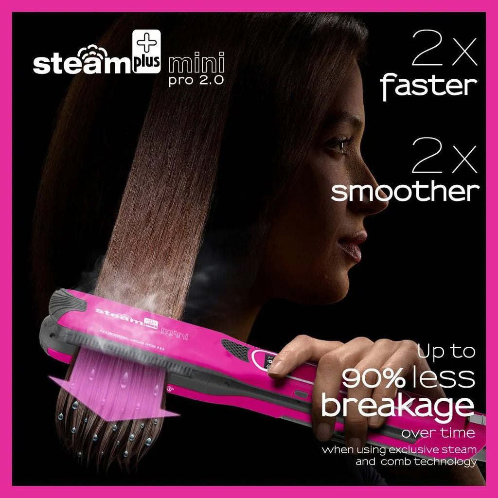 Mini steam splint spray steam hair straightener in champagne, purple, or rose red colour with curling and straightening functions